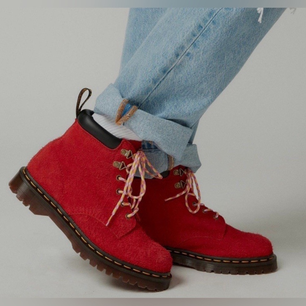 Dr.Martens 939 Ben Suede Red Padded Collar Lace Up Boots M-4 W-5 NWOT